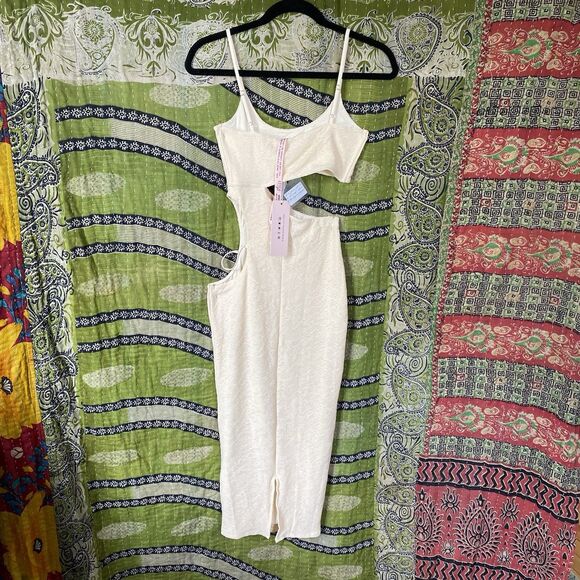 NWT Oh Polly Cream Sonora Strappy Cut Out Bodycon Midi Dress Size 4 - Picture 10 of 16